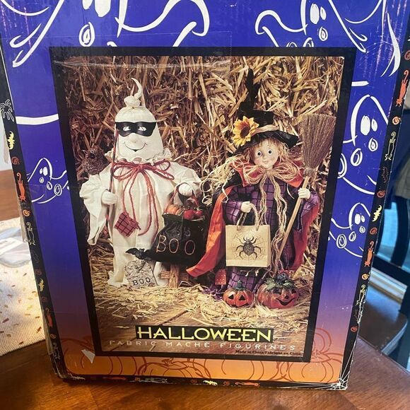 Halloween Fabric Mache Ghost and Witch 13" - Picture 1 of 10